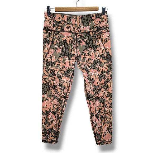 Sweaty Betty The Power 7/8 Leggings Pink Green Women's M Side Pocket, 24” Inseam - Picture 1 of 6